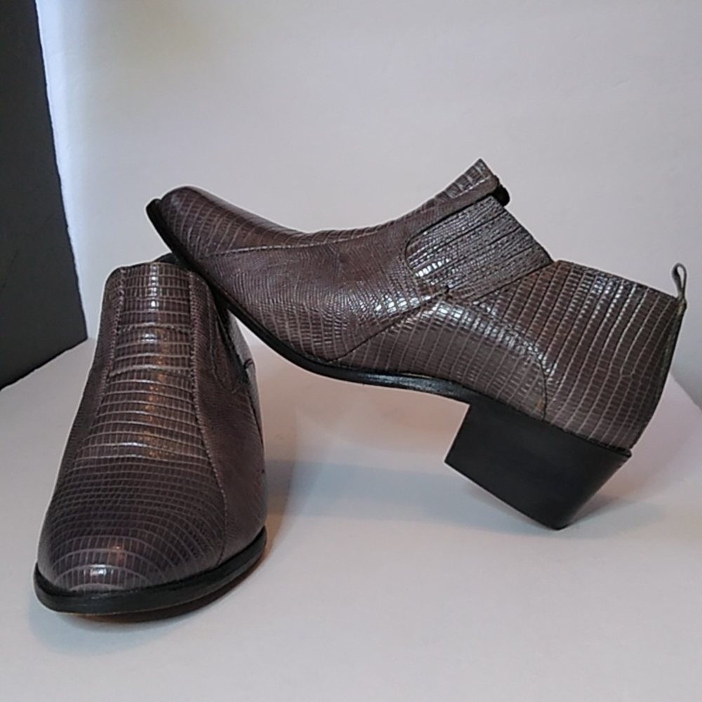Stacy Adams Men's Gray Lizard print Leather shoes Sz 7.5 M . Pre-owned